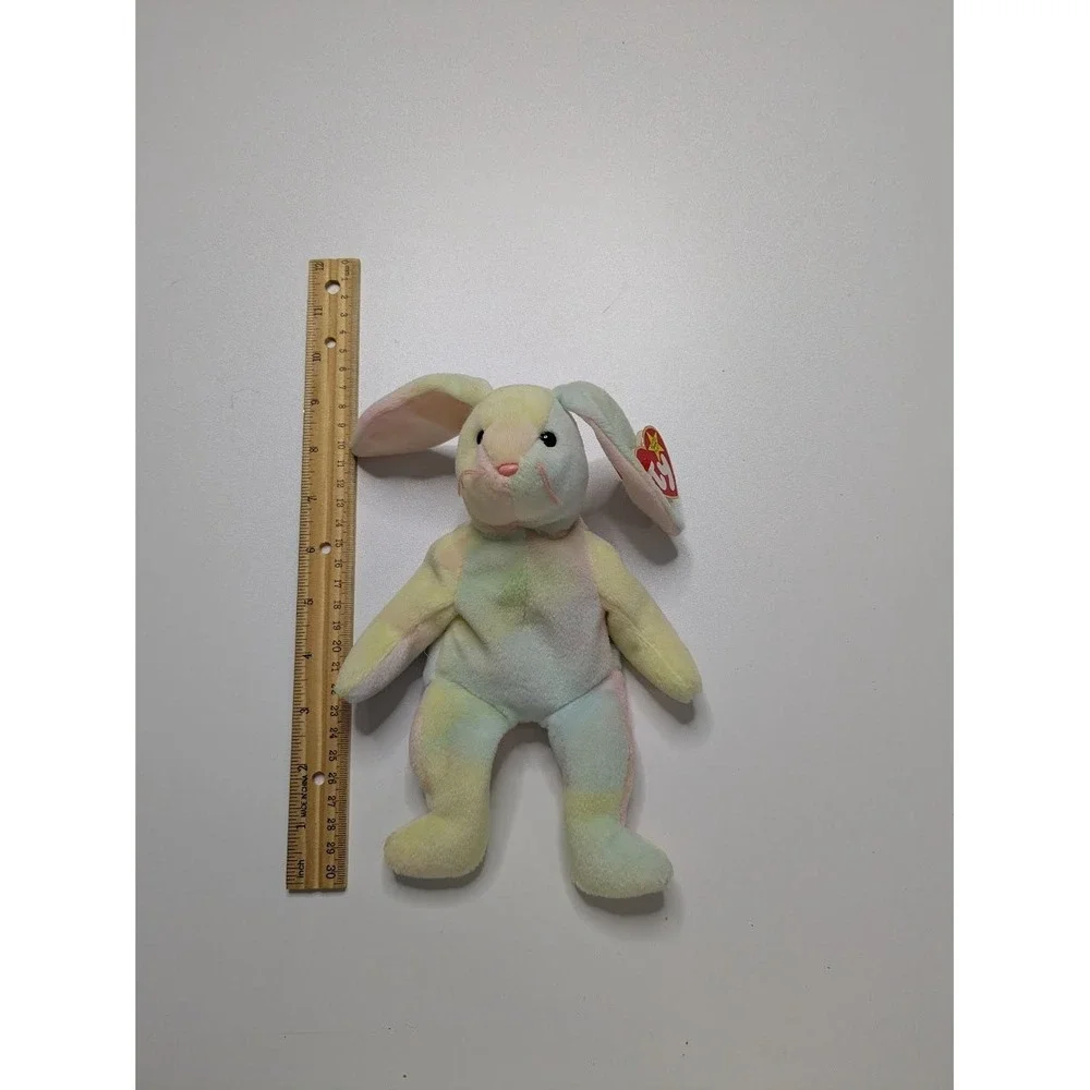 Plush Toy Ty Kids Small Green Hippie Bunny Rabbit Pastel Tie-Dye Beanie Baby